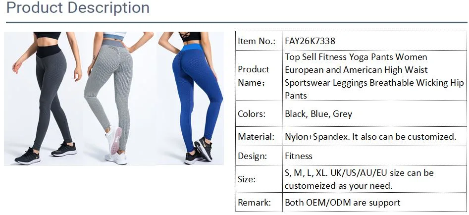 Top Sell Fitness Yoga Pants Women European and American High Waist Sportswear Leggings Breathable Wicking Hip Pants