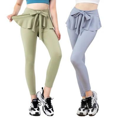 OEM Service Slim Fit High Waist Quick Dry Yoga Pants with Skirts for Women