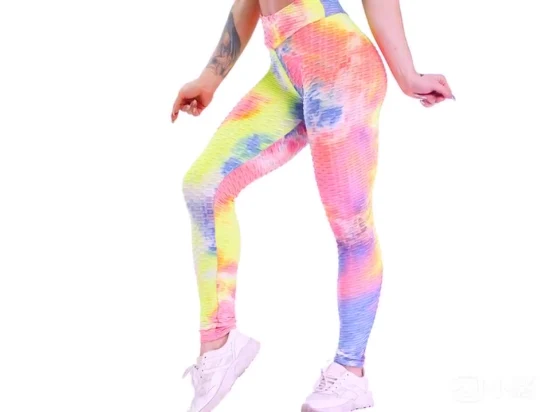 Multi Color Peach Hip Lifting High Waist Tie Dye Yoga Pants