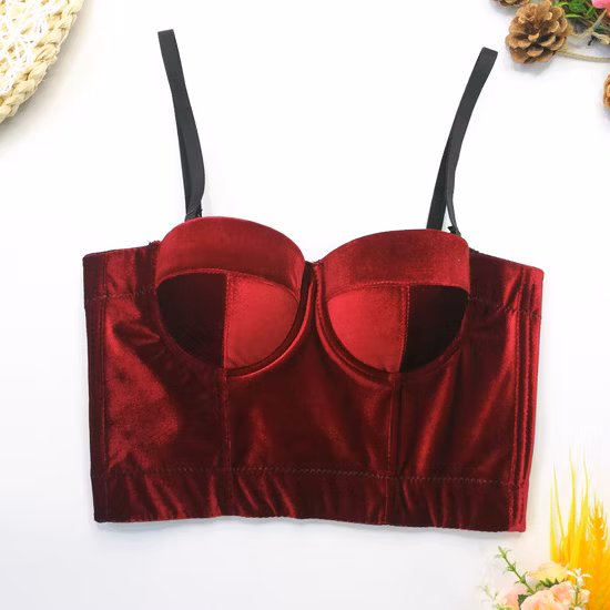 Ladies Velvet Suspender Shapewear Black Multicolor Underwire Chest Pad Sexy Underwears Outer Wear Tube Top